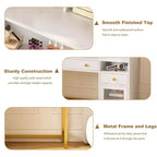 GustoWave Coiffeuse avec Miroir Éclairé, Grande Table de Maquillage avec Prise Électrique, 2 Tiroirs, 1 Armoire et Étagères de Rangement Ouvertes pour Chambre à Coucher