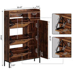 Meuble à chaussures en rotin, Meubles à chaussures avec 3 tiroirs basculants, Organisateur de rangement à chaussures étroit sur pied avec étagères réglables