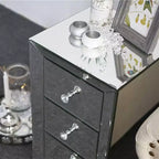 Table de chevet miroir avec commode de chevet à 3 tiroirs Table de nuit de rangement moderne et élégante
