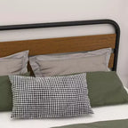 Cadre de lit, Cadre de lit plateforme avec tête de lit en bois, Sommier métallique avec rangement, Pas besoin de sommier tapissier, Montage facile