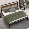 Bed Frame, Platform Bed Frame with Wooden Headboard, Metal Bed Mattress Foundation with Storage, No Box Spring Needed, Easy Assembly