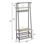 Banc de couloir avec rangement Hall Trees, organisateur de couloir multifonctionnel, meuble d'appoint aspect bois avec cadre en métal (5 crochets-64 cm)