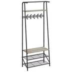 Banc de couloir avec rangement Hall Trees, organisateur de couloir multifonctionnel, meuble d'appoint aspect bois avec cadre en métal (5 crochets-64 cm)