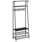 Banc de couloir avec rangement Hall Trees, organisateur de couloir multifonctionnel, meuble d'appoint aspect bois avec cadre en métal (5 crochets-64 cm)
