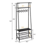 Banc de couloir avec rangement Hall Trees, organisateur de couloir multifonctionnel, meuble d'appoint aspect bois avec cadre en métal (5 crochets-64 cm)