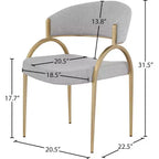 Meridian Furniture, Chaises de salle à manger en tissu texturé lin Privet, lot de 2