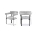 Meridian Furniture,Blake Grey Boucle Fabric Dining Chair, Set of 2