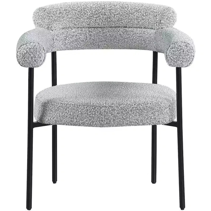 Meridian Furniture, Chaise de salle à manger Blake en tissu bouclette gris, lot de 2
