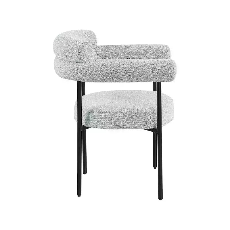Meridian Furniture, Chaise de salle à manger Blake en tissu bouclette gris, lot de 2
