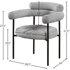 Meridian Furniture, Chaise de salle à manger Blake en tissu bouclette gris, lot de 2