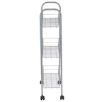 Chariot de rangement fin Household Essentials, chariot de rangement à 3 étagères avec roues, argenté
