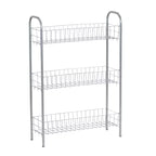 Chariot de rangement fin Household Essentials, chariot de rangement à 3 étagères avec roues, argenté