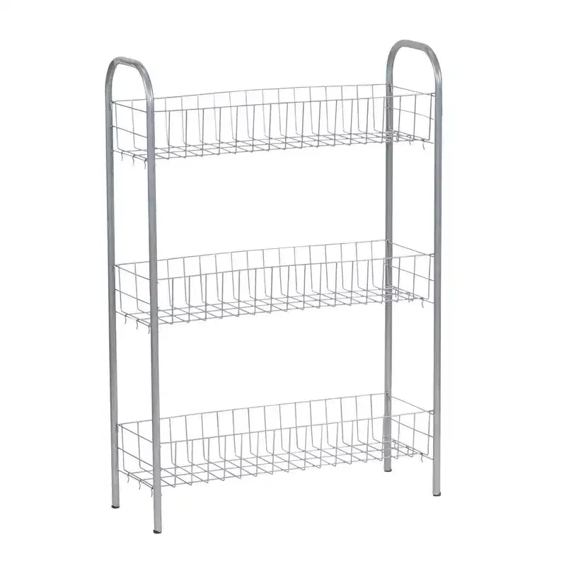 Chariot de rangement fin Household Essentials, chariot de rangement à 3 étagères avec roues, argenté