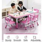 Ensemble de 47 tables et 6 chaises réglables en hauteur pour tout-petits avec pieds de table antidérapants et plateau de table graffitis pour organisateur