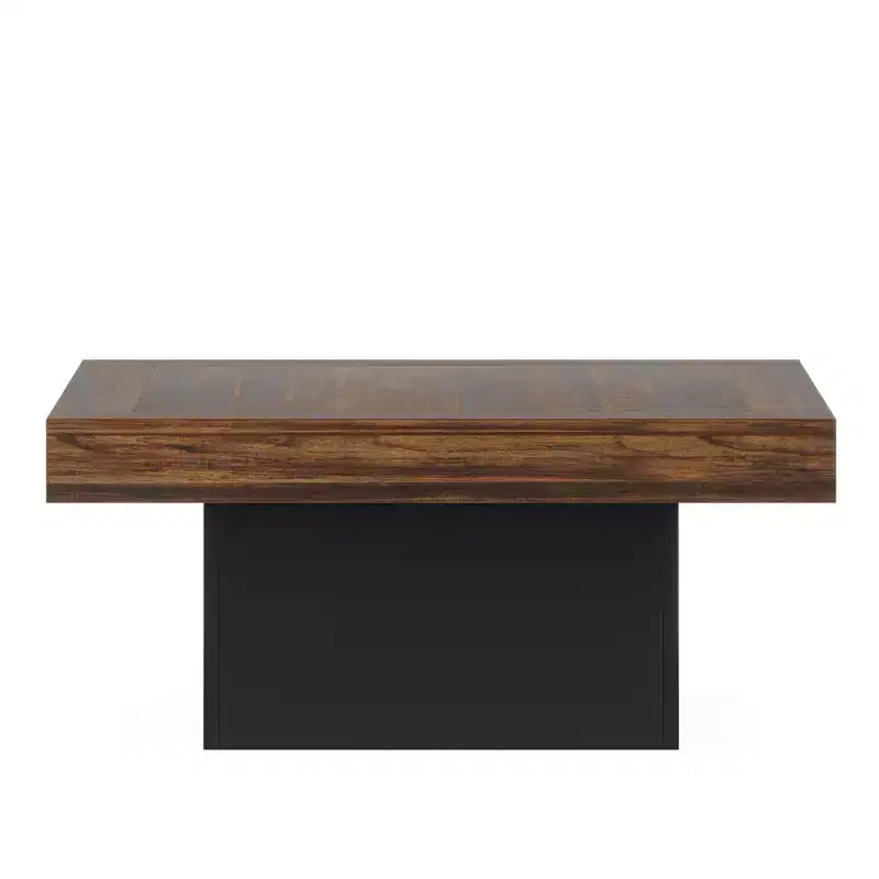 Table basse MAYEERTY carrée à LED 35,4, table de salon de style industriel rustique avec lumière réglable