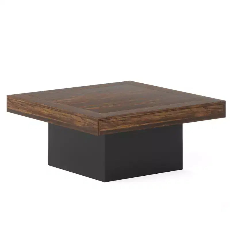 Table basse MAYEERTY carrée à LED 35,4, table de salon de style industriel rustique avec lumière réglable