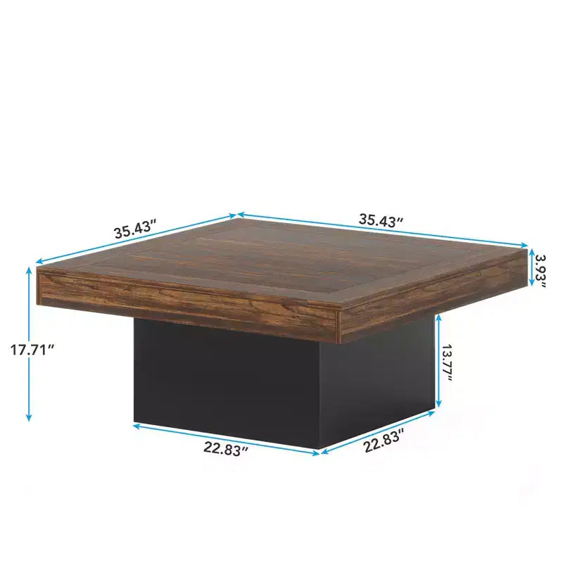 Table basse MAYEERTY carrée à LED 35,4, table de salon de style industriel rustique avec lumière réglable