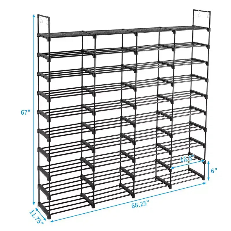Étagère à Chaussures 10 Niveaux, Organisateur de Rangement pour Chaussures, Meuble de Rangement pour 72 Paires de Chaussures pour Placard