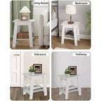 Table d'appoint rustique avec étagère de rangement, Table d'appoint à 2 niveaux, Table de chevet étroite, Table basse minimaliste pour salon, chambre à coucher