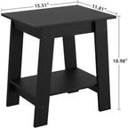 Table d'appoint rustique avec étagère de rangement, Table d'appoint à 2 niveaux, Table de chevet étroite, Table basse minimaliste pour salon, chambre à coucher
