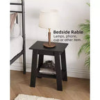Table d'appoint rustique avec étagère de rangement, Table d'appoint à 2 niveaux, Table de chevet étroite, Table basse minimaliste pour salon, chambre à coucher