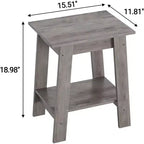 Table d'appoint rustique avec étagère de rangement, Table d'appoint à 2 niveaux, Table de chevet étroite, Table basse minimaliste pour salon, chambre à coucher