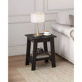 Rustic Side Table with Storage Shelf, 2 Tier Accent Table, Narrow Night Stand, Minimalist Coffee Table for Living Room, Bedroom