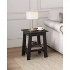 Rustic Side Table with Storage Shelf, 2 Tier Accent Table, Narrow Night Stand, Minimalist Coffee Table for Living Room, Bedroom