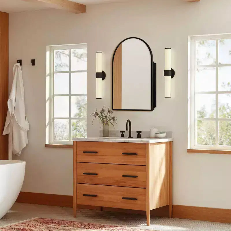 Armoire à pharmacie de salle de bain arquée noire avec miroir de 36 * 24 pouces
