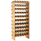 TROPOW Stackable Wine Rack, 4 Tier Wooden Wine Storage Rack, Bamboo Wine Display Shelves, Wobble-Free Wine Holder Freestanding Floor Wine