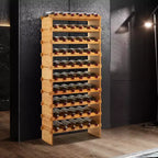 TROPOW Casier à vin empilable, casier de rangement pour vin en bois à 4 niveaux, étagères de présentation de vin en bambou, porte-bouteilles de vin autoportant sans oscillation