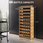 TROPOW Casier à vin empilable, casier de rangement pour vin en bois à 4 niveaux, étagères de présentation de vin en bambou, porte-bouteilles de vin autoportant sans oscillation
