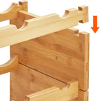 TROPOW Casier à vin empilable, casier de rangement pour vin en bois à 4 niveaux, étagères de présentation de vin en bambou, porte-bouteilles de vin autoportant sans oscillation