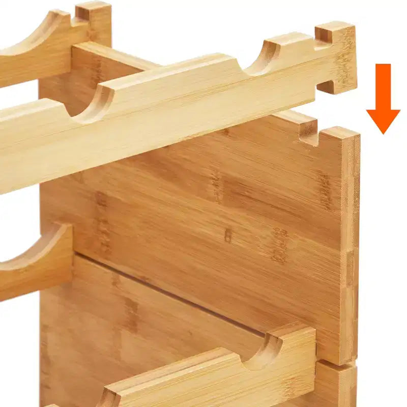 TROPOW Casier à vin empilable, casier de rangement pour vin en bois à 4 niveaux, étagères de présentation de vin en bambou, porte-bouteilles de vin autoportant sans oscillation
