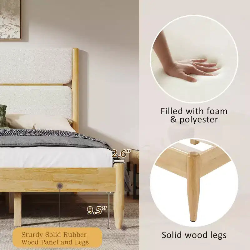 Lit Christopher Knight Home Groth moderne en bois d'hévéa et tissu polaire