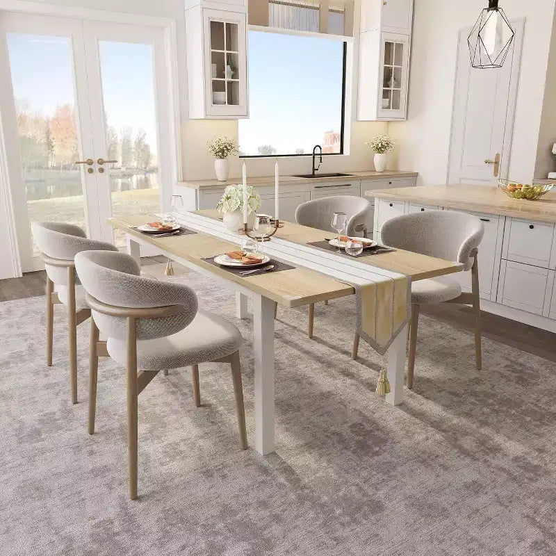 CuisinSmart Dining Table, 63 Large Extendable Dining Room Table, Kitchen Table (Only Table)