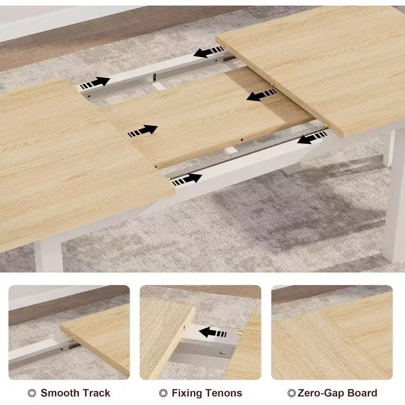 Table de salle à manger CuisinSmart, grande table de salle à manger extensible de 160 cm, table de cuisine (Table seule)
