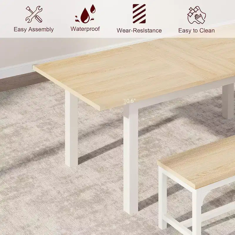 Table de salle à manger CuisinSmart, grande table de salle à manger extensible de 160 cm, table de cuisine (Table seule)