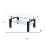 Table basse HomeRoots 39 avec étagère en verre transparent, verre noir et acier