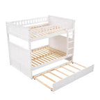 Lit superposé double sur double avec lit gigogne simple, lit superposé en pin avec barrières de sécurité, blanc