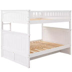 Lit superposé double sur double avec lit gigogne simple, lit superposé en pin avec barrières de sécurité, blanc