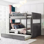 Lit superposé double sur double avec lit gigogne simple, lit superposé en pin avec barrières de sécurité, blanc