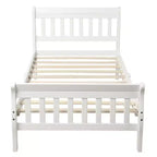 Lit plateforme en bois Lit jumeau Cadre de lit Panneau de lit Sommier Lit traîneau avec tête et pied de lit et support à lattes en bois