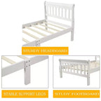Lit plateforme en bois Lit jumeau Cadre de lit Panneau de lit Sommier Lit traîneau avec tête et pied de lit et support à lattes en bois