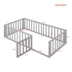 Cadre de lit simple en bois avec clôture et porte blanc