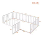 Cadre de lit simple en bois avec clôture et porte blanc