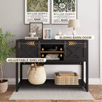 Table console d'entrée RoyalCraft de style rustique avec étagères de rangement, porte coulissante façon grange et plateau spacieux pour salon ou hall d'entrée, Noir