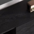 Meuble TV industriel pour 80 pouces, meuble de divertissement moderne avec 2 tiroirs, avec pieds robustes et rangement ouvert, pour salon