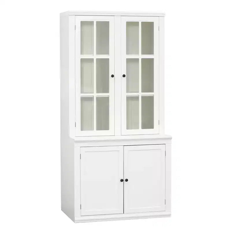 Meuble de présentation autoportant Merax d'inspiration rustique avec portes vitrées et rangement