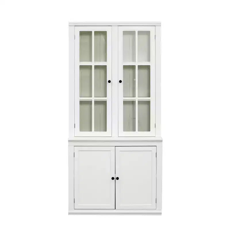 Meuble de présentation autoportant Merax d'inspiration rustique avec portes vitrées et rangement